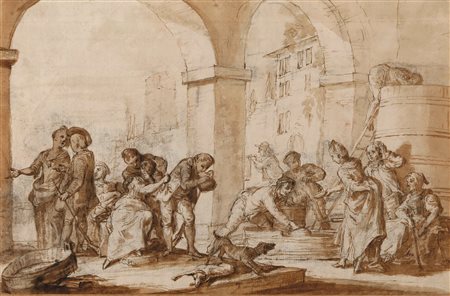 Marcola Marco attribuito a, Personaggi intorno a un pozzo