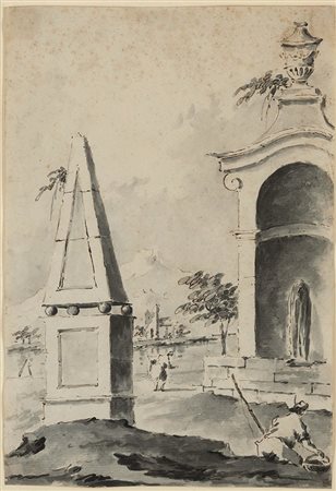 Guardi Giacomo cerchia di, Capriccio con architetture classiche e figure