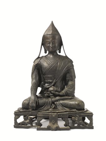 Scultura, di area tibetana sec. XVIII-XIX, in bronzo raffigurante Buddha...