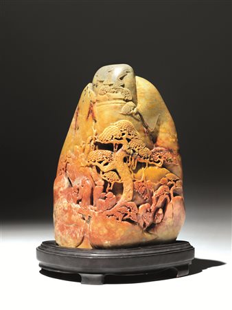 Intaglio, Cina sec. XIX-XX, in pietra saponaria sagomato nella forma di...
