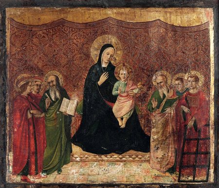 Scuola italiana del XV secolo Sacra conversazione con la Madonna, il Bambino e sei santi