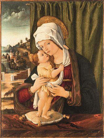 Montagna Benedetto, Madonna con Bambino su sfondo di paesaggio