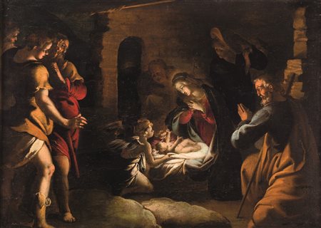 Scuola lombarda del XVII secolo Adorazione dei pastori