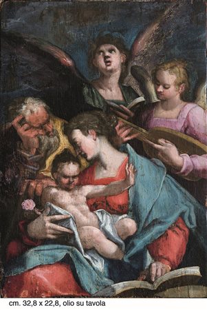 Spranger Bartholomäus attribuito a, Sacra Famiglia con angeli