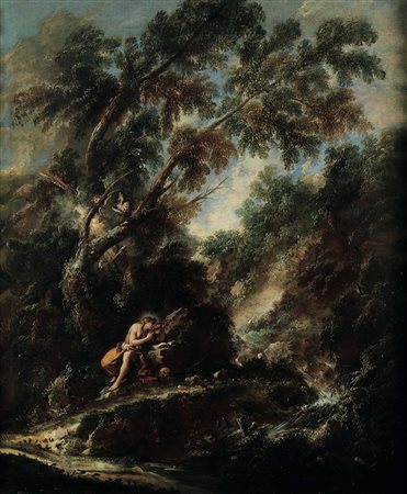 Sebastiano Ricci (Belluno 1659 - Venezia 1734) e Antonio Francesco Peruzzini (Ancona 1643 - Milano 1724) Paesaggio con santa Maria Maddalena penitente