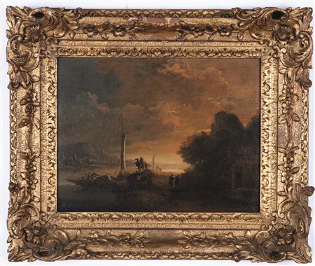 Hilfgott Brand Christian attribuito a, Paesaggi costieri con imbarcazioni e figure