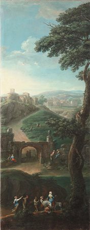 Paolo Anesi (Roma 1697 - Roma 1761) e Paolo Monaldi (Roma 1710 - Roma 1779) Scorci con architetture e figure di contadini