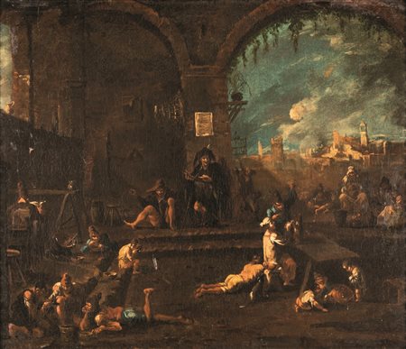 Magnasco Alessandro, Interni con famiglia di zingari