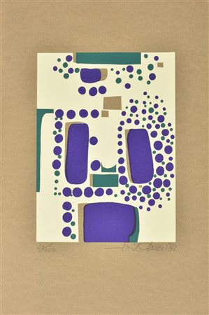 Erich Keller COMPOSIZIONE serigrafia a 4 colori su carta, cm 45x30; es....