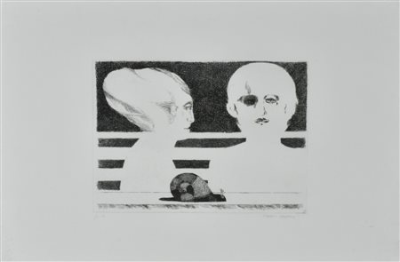 Carlo Berte' SENZA TITOLO incisione su carta, cm 34x49 (lastra cm 18x25); es....