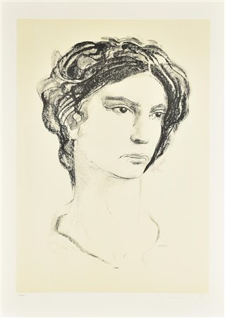 Pietro Annigoni RITRATTO litografia su carta, cm 70x50; es. 96/100 firma e...