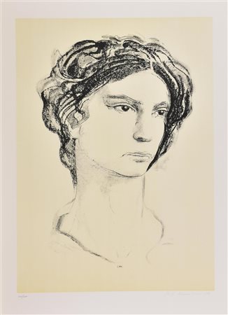 Pietro Annigoni RITRATTO litografia su carta, cm 70x50; es. 100/100 firma