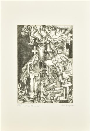 Rudi Gorog LA CHIESA DEL PECCATO incisione su carta Fabriano, battuta cm...