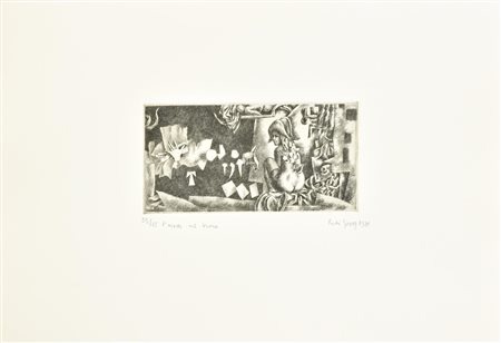 Rudi Gorog L'EREDE AL TRONO incisione su carta Fabriano, battuta cm 10x20, su...