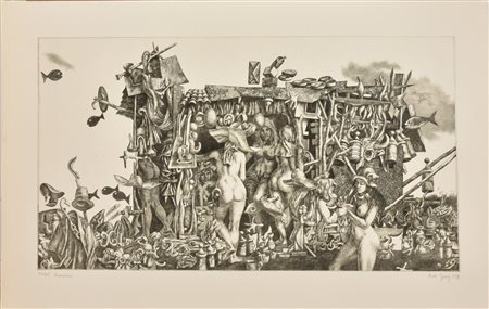 Rudi Gorog AMAZONAS incisione su carta, battuta cm 44x79,5, su foglio cm...