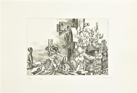 Rudi Gorog LA MAGA incisione su carta Fabriano, battuta cm 19,5x27,5, su...