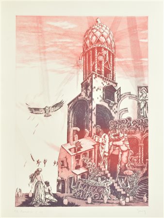 Rudi Gorog PARADISO C.19 incisione su carta Fabriano, battuta cm 59x39, su...