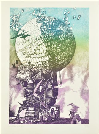 Rudi Gorog PARADISO C.4 incisione su carta Fabriano, battuta cm 58x39, su...