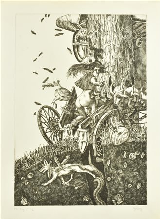 Rudi Gorog PURGATORIO C.32 incisione su carta Fabriano, battuta cm 60x39, su...