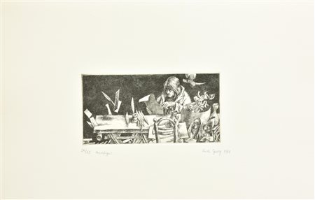 Rudi Gorog HORATIUS incisione su carta Fabriano, battuta cm 10x20, su foglio...