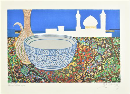 Gabriel Mandel CIVILTA' ISLAMICA incisione su carta, battuta cm 38x60, su...