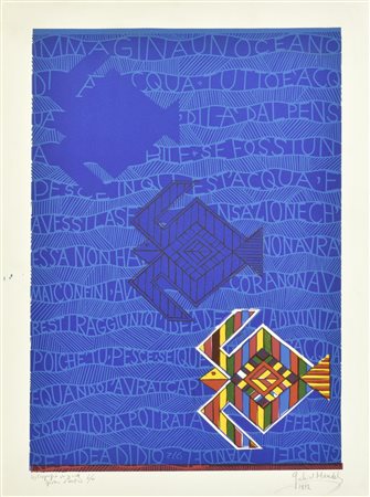 Gabriel Mandel TUTTO E' ACQUA xilografia su carta, battuta cm 59x41, su...