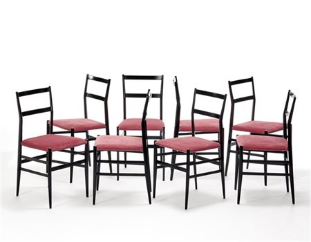 Gio Ponti Otto sedie modello "Superleggera". Produzione Cassina, Meda, 1957. Leg