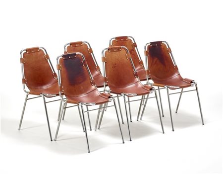 Dal Vera Gruppo di sei sedie modello "Venezia". Conegliano Veneto, anni '70. Str