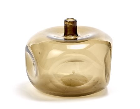 Fulvio Bianconi Vaso in vetro soffiato ambrato trasparente. Probabile esecuzione