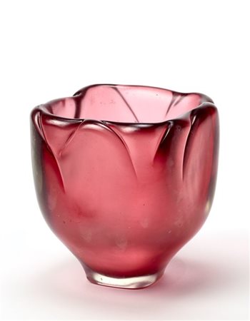 Flavio Poli Grande coppa di forma organica a sezione quadrangolare con orlo lavo