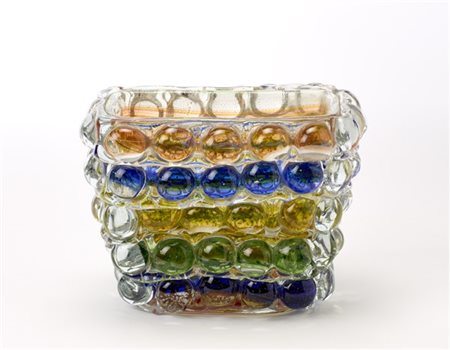 Ercole Barovier Vaso con corpo a sezione quadrangolare rastremata della serie "L