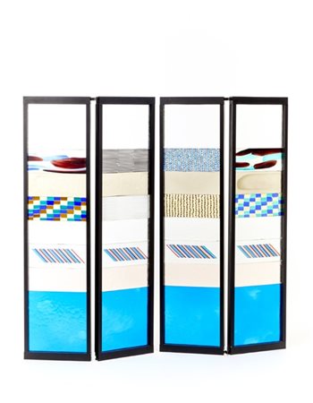 Venini Paravento composto da quattro pannelli con struttura in metallo e lastre