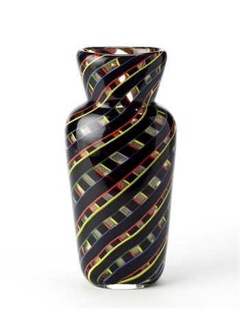 Flavio Poli Vaso a balaustro a sezione schiacciata modello "7143 a colori incroc