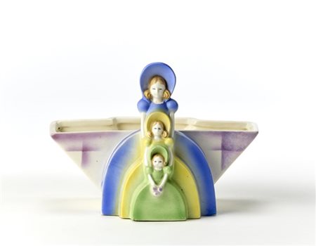 Manifattura danese Centrotavola in ceramica smaltata in policromia opaca all'aer