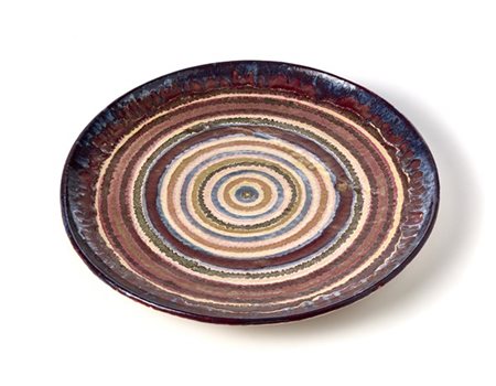 Ivanhoe Gambini Piatto decorativo in ceramica smaltata a fasce concentriche nei