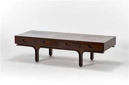 Gianfranco Frattini Tavolino basso a quattro cassetti sottopiano. Produzione Ber