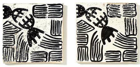 Giuseppe Capogrossi "Nero - Superficie CP872/A"
Due mattonelle in ceramica decor