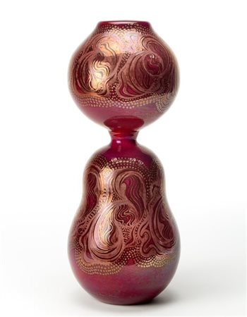 Ivo Sassi Vaso a doppio bulbo in ceramica smaltata a lustri metallici nei toni d