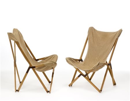 Ditta Viganò Coppia di poltrone "tripolina". Italia, anni '60/'70. Struttura in