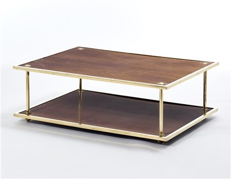 Carlo Mozzoni Tavolo da salotto a due ripiani. Milano, anni '70. Struttura in ot