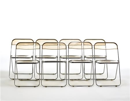 Giancarlo Piretti Otto sedie modello "Plia". Produzione Anonima Castelli, Bologn