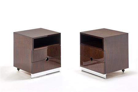 Luigi Caccia Dominioni Coppia di comodini a due cassetti con piano a giorno. Pro
