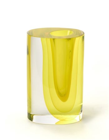 Archimede Seguso Vaso a sezione ovoidale in vetro sommerso trasparente incolore