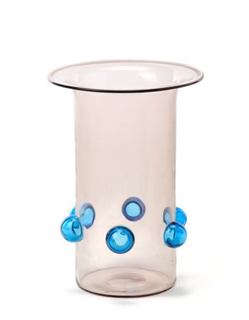 Luciano Gaspari Vaso cilindrico con orlo allargato, in vetro soffiato trasparent