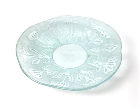 Erwin Walter Burger Piatto in cristallo con decori incisi alla mola e superficie