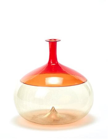 Tapio Wirkkala Vaso della serie "Bolle". Venini, Murano. Vetro trasparente pagli