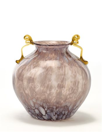 Fratelli Toso Vaso biansato in vetro soffiato ametista trasparente chiarissimo a