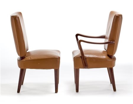 Osvaldo Borsani Lotto composto da una poltrona e una sedia. Italia, anni '40. St