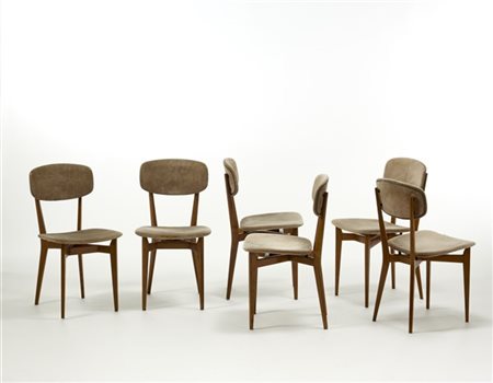 Ico Parisi Sei sedie modello "691". Produzione Cassina, Meda, 1955ca. Legno chia