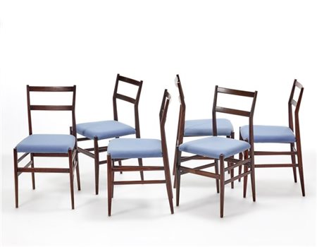 Gio Ponti Sei sedie modello "646 Leggera". Produzione Cassina, Meda, anni '50. L